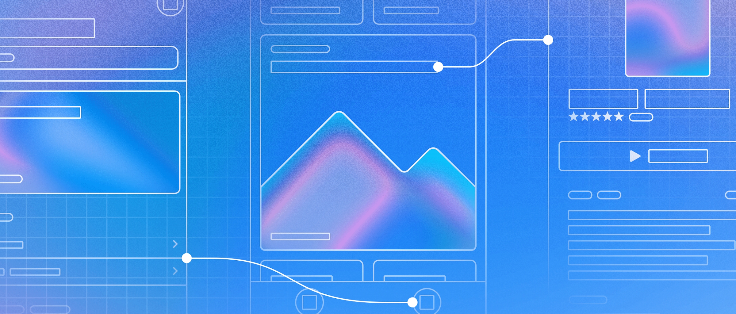 Image showing wireframe examples of a blue background.